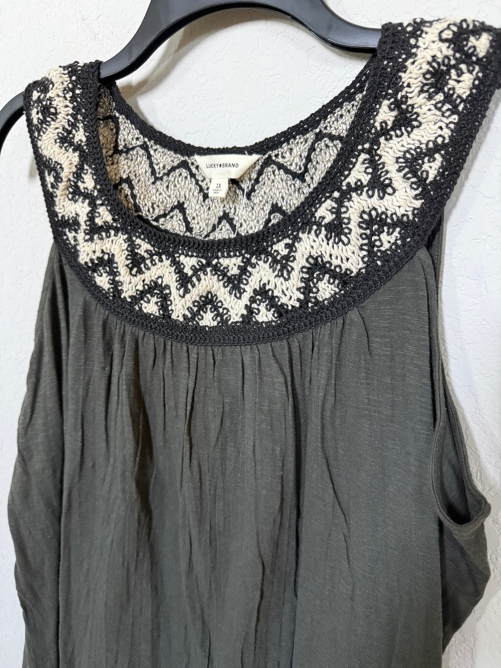 Lucky Brand Embroidered Round Neck Tank
